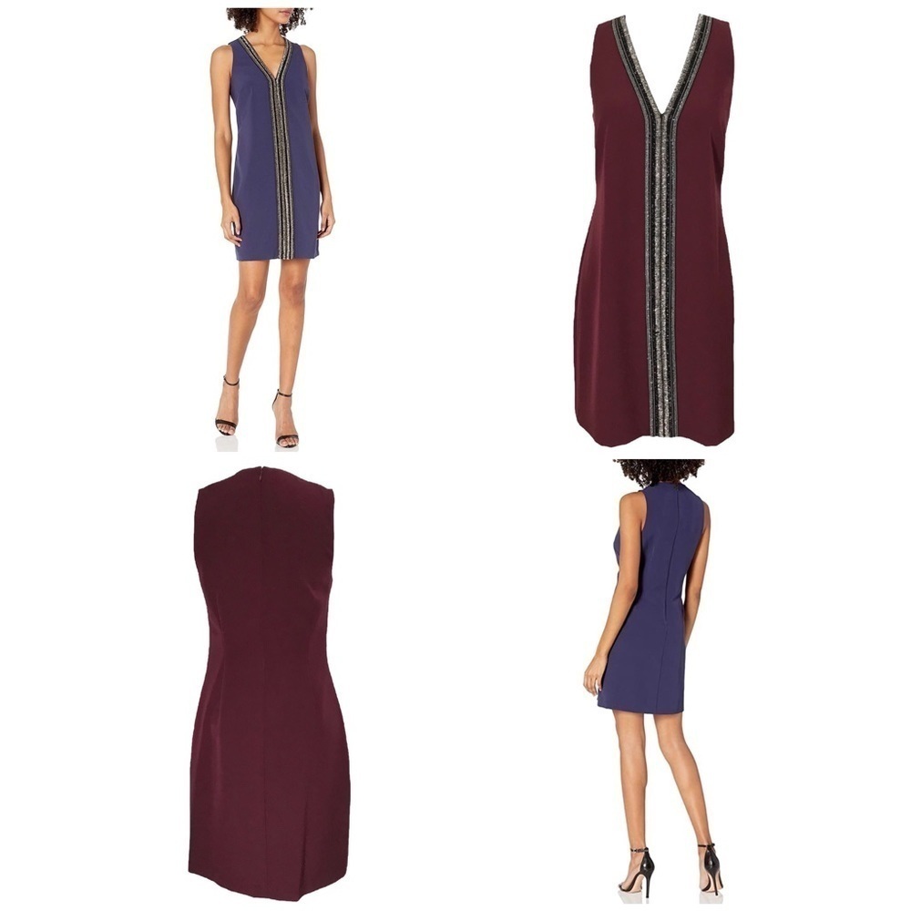 Laundry by Shelli Segal Women's Sleeveless Beaded V Neck Dress Size 6